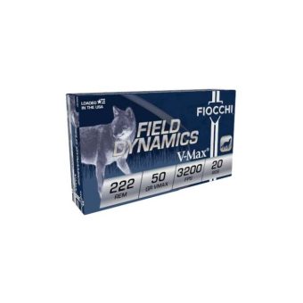 Fiocchi Field Dynamics Ammunition 222 Remington Rifle 50 Grain V-Max Polymer Tip Box of 20
