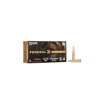 Federal Premium Gold Medal Ammunition 224 Valkyrie 80.5 Grain Boat Tail Hollow Point Box of 20