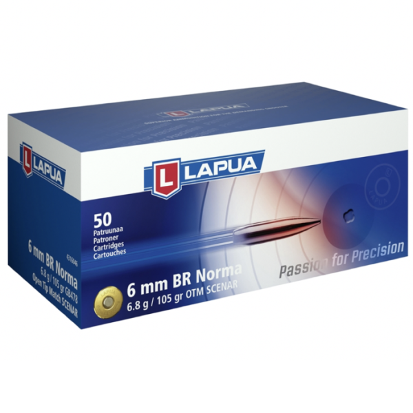 Lapua Ammunition 6mm Bench Rest (BR) 105 Grain Boat Tail Hollow Point Box of 50