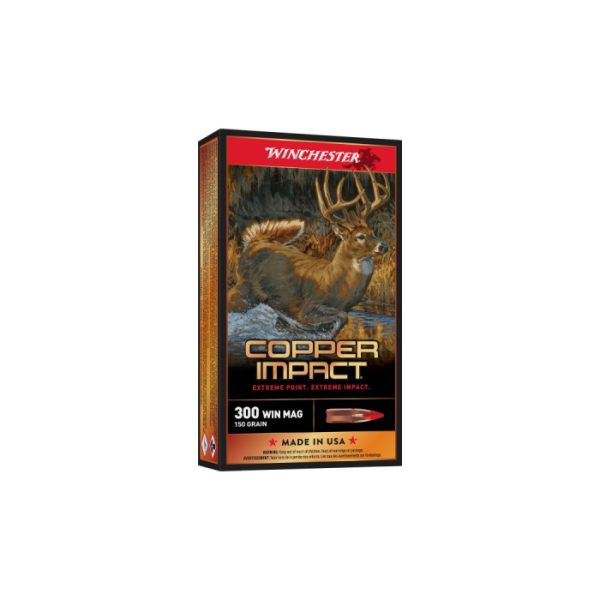 Winchester Copper Impact Ammunition 300 Winchester Magnum 150 Grain Copper Impact Copper Hollow Point Box of 20