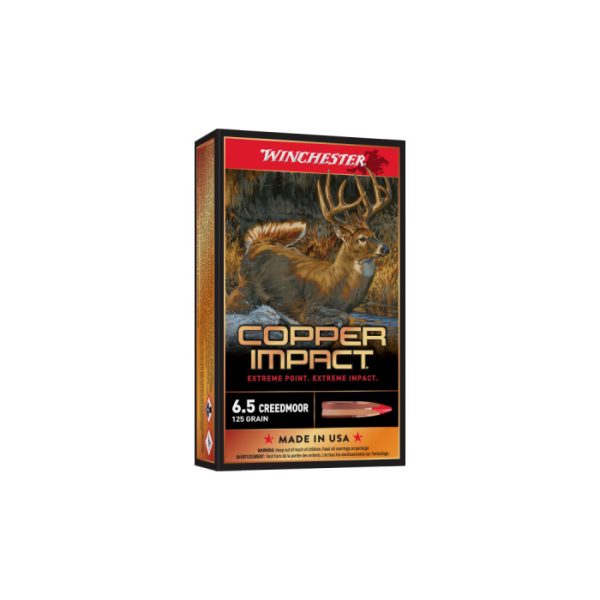 Winchester Copper Impact Ammunition 6.5 Creedmoor 125 Grain Copper Impact Copper Hollow Point Box of 20