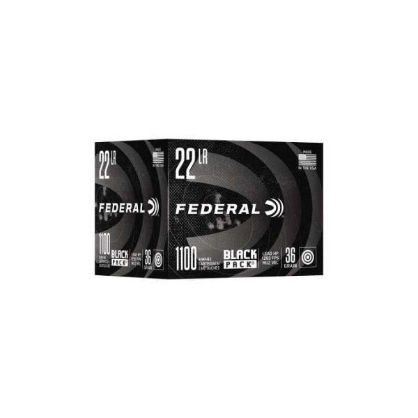 Federal Premium Black Pack Ammunition 22 Long Rifle 36 Grain Lead Hollow Point Box of 1100