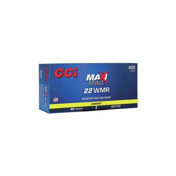 CCI Maxi-Mag Ammunition 22 Winchester Magnum Rimfire (WMR) 40 Grain Jacketed Hollow Point Box of 200
