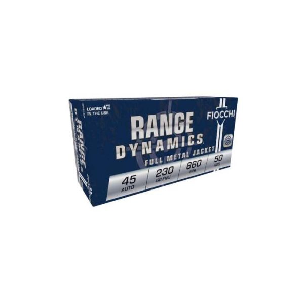 Fiocchi Range Dynamics Ammunition 45 ACP 230 Grain Full Metal Jacket Box of 50