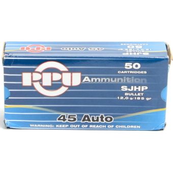 Prvi Partizan Ammunition 45 ACP 185 Grain Jacketed Hollow Point Box of 50