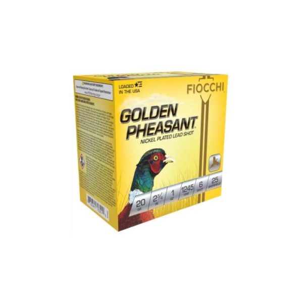 Fiocchi Golden Pheasant Ammunition 20 Gauge 2-3/4" 1 oz #6 Shot Box of 25
