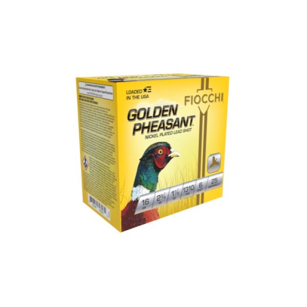 Fiocchi Golden Pheasant Ammunition 16 Gauge 2-3/4" 1-1/8 oz #6 Shot Box of 25