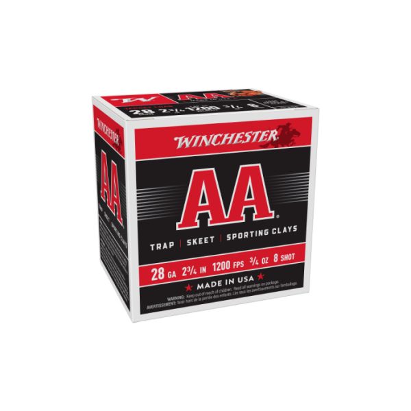 Winchester AA Ammunition 28 Gauge 2-3/4" 3/4 oz #7.5 Shot Box of 25