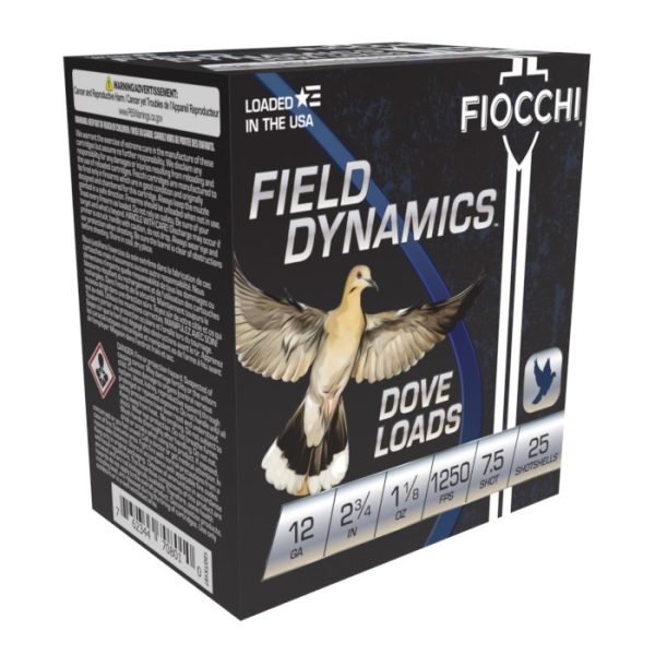 Fiocchi Dove & Quail  Ammunition 12 Gauge 2-3/4" 1-1/8 oz #7.5 Shot Box of 25