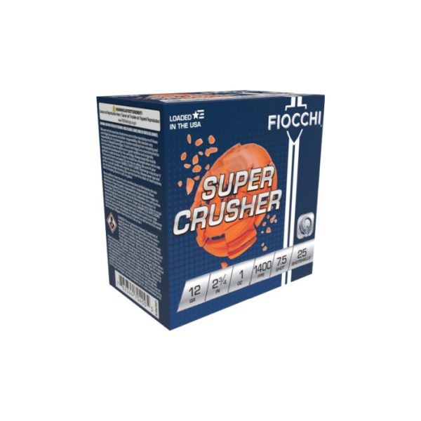 Fiocchi Super Crusher Ammunition 12 Gauge 2-3/4" 1 oz #7.5 Shot Box of 25