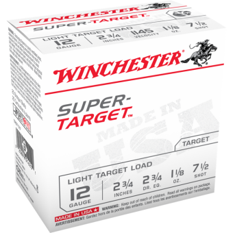 Winchester Super Target Light Ammunition 12 Gauge 2-3/4" 1-1/8 oz #7.5 Shot Box of 25