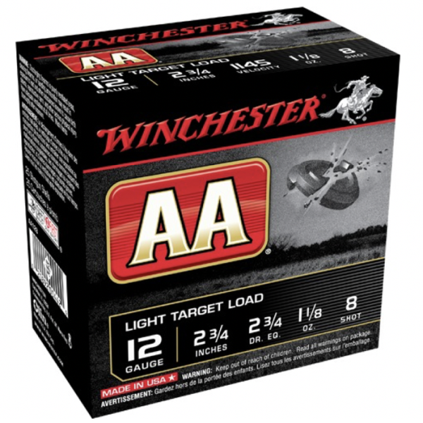Winchester AA Ammunition 12 Gauge 2-3/4" 1-1/8 oz #8 Shot Box of 5