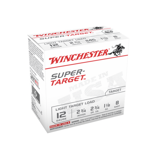 Winchester Super Target Light Ammunition 12 Gauge 2-3/4" 1-1/8 oz #8 Shot Box of 25
