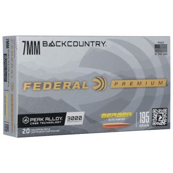 Federal Premium Ammunition 7mm Backcountry 195 Grain Berger Elite Hunter Boat Tail Hollow Point Box of 20